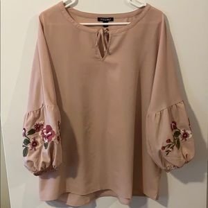 Roz & Ali XL 3/4 Sleeve Embroidered Blouse
